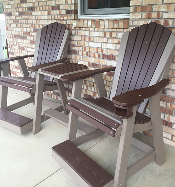 Counter Height Balcony Set with cup holders shown in Brown on Weatherwood