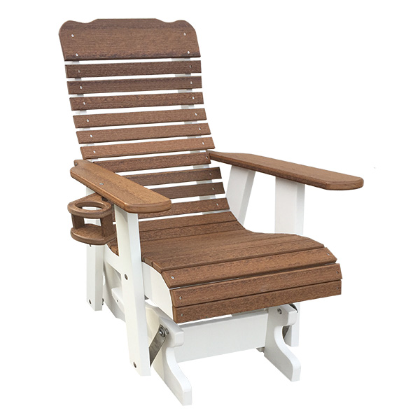 2ft high back glider in new mahogany color on white